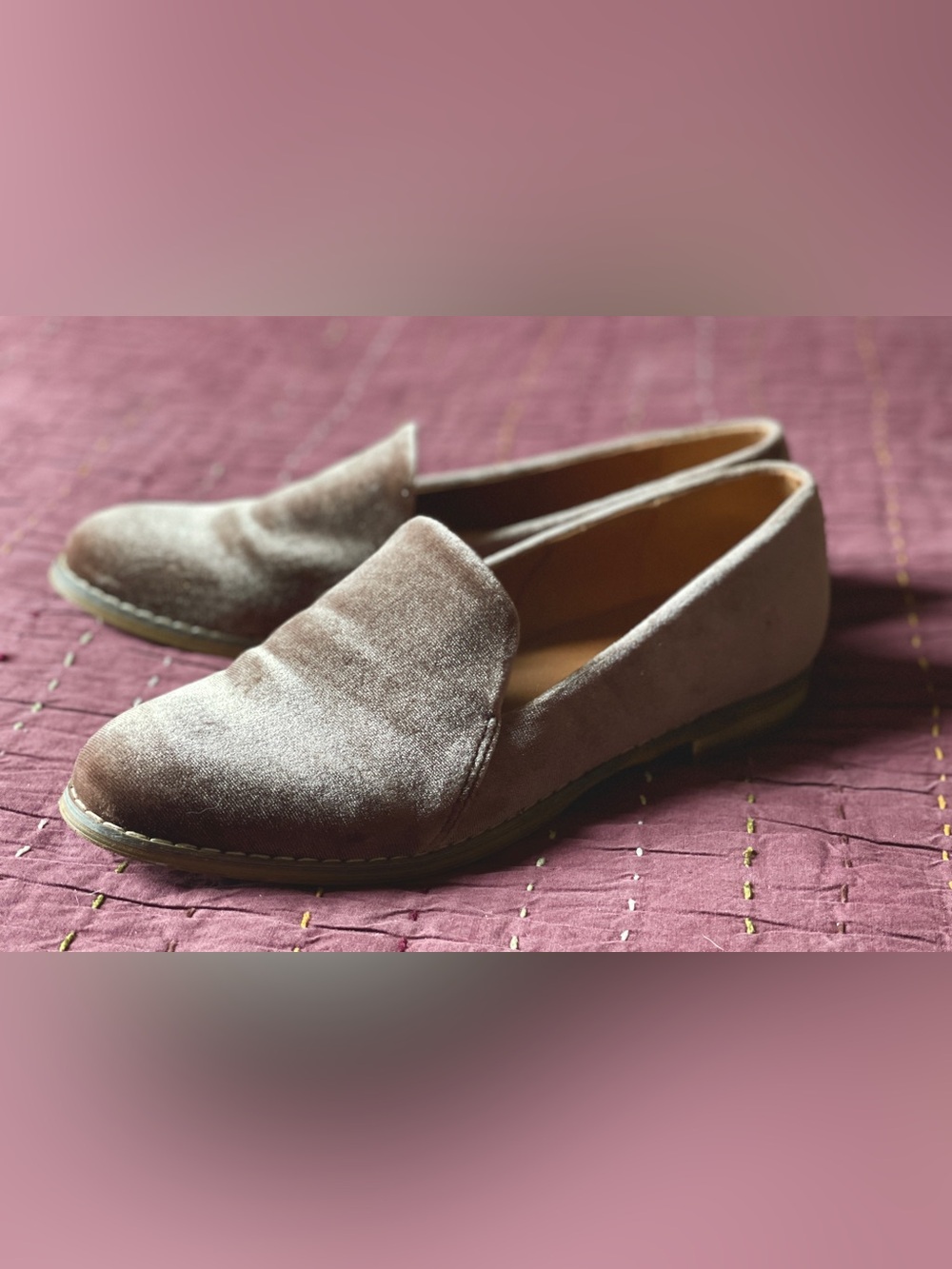 Indigo Rd. Taupe Velvet Slip-On Loafers